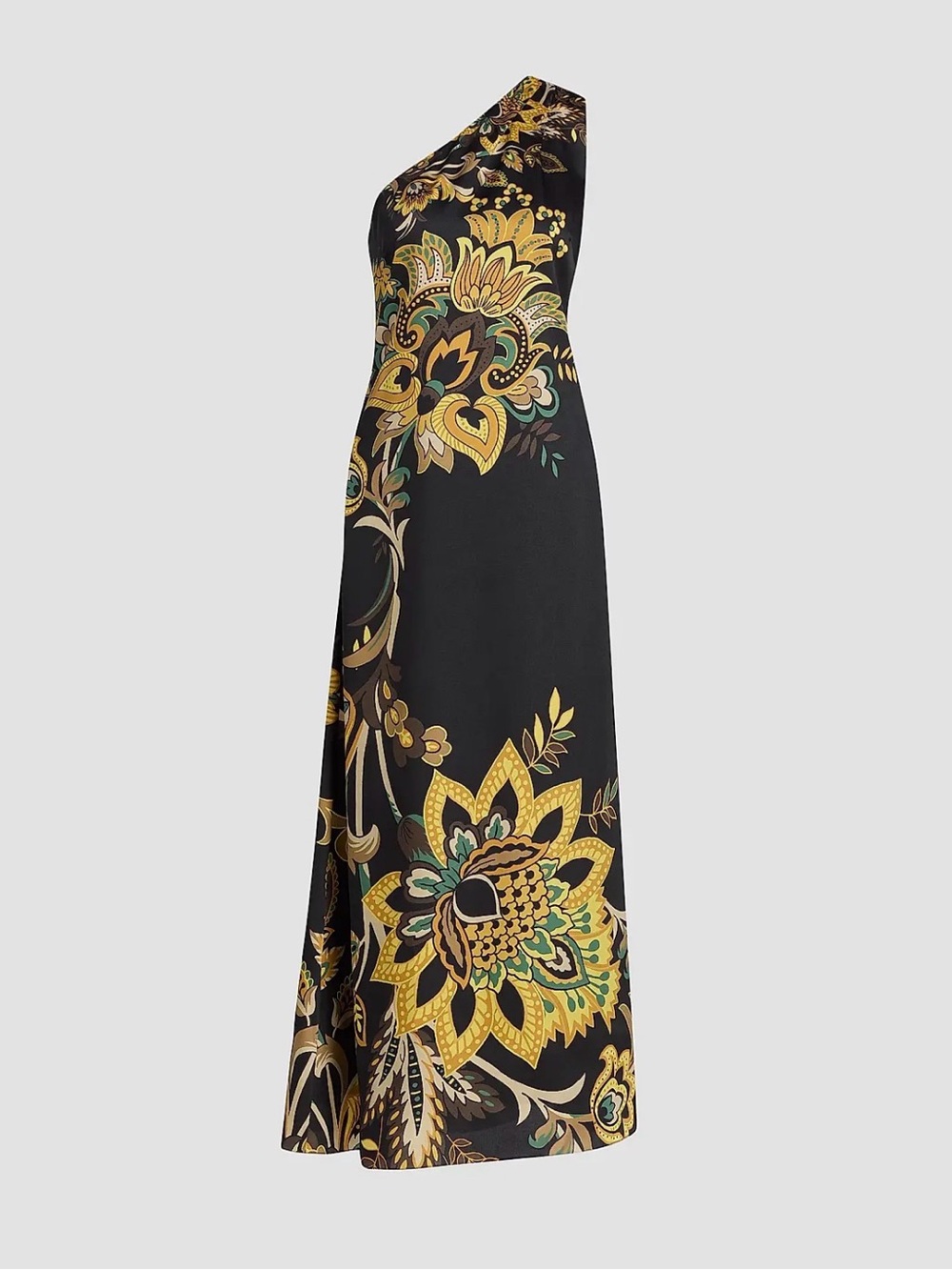Elie Tahari Black One-Shoulder Floral Maxi Dress